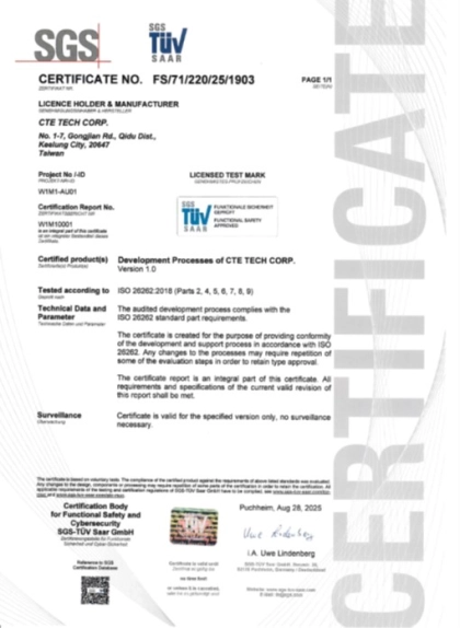 Functional Safety for Road Vehicles certification 