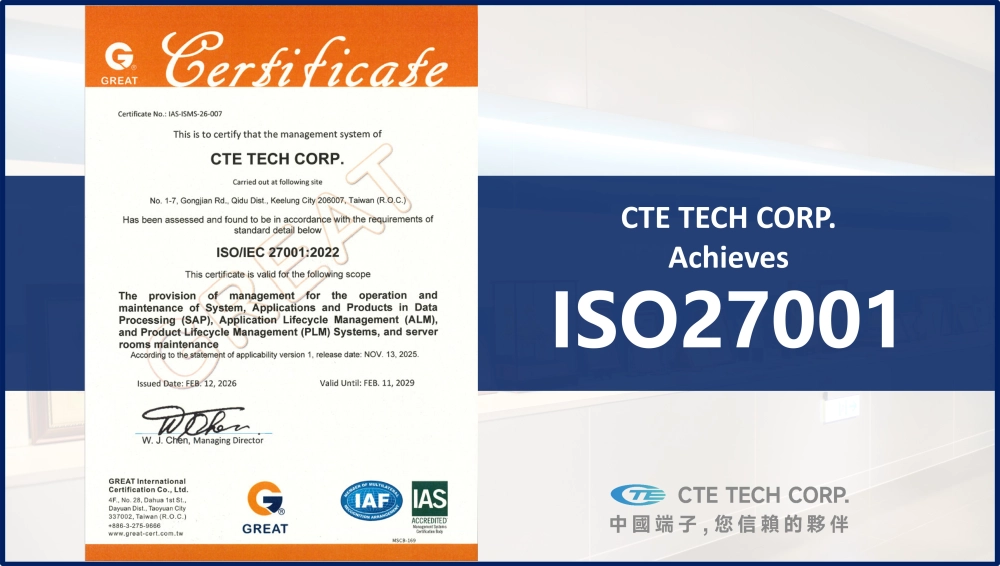 CTE Successfully Achieves ISO 27001 Certification and Receives Its ISMS Certificate